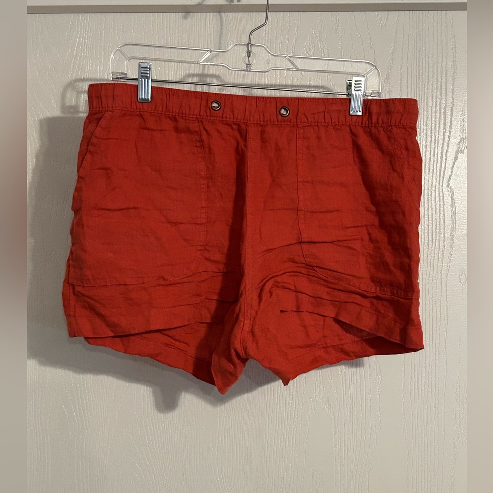 C&C California |Vibrant Red 100% Linen Shorts | Size Medium
